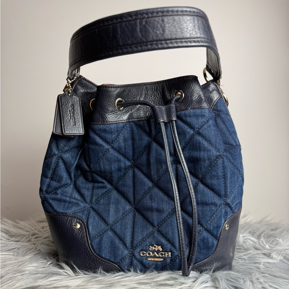 Coach Blue and Black Quilted Bucket Bag - Picture 1 of 6